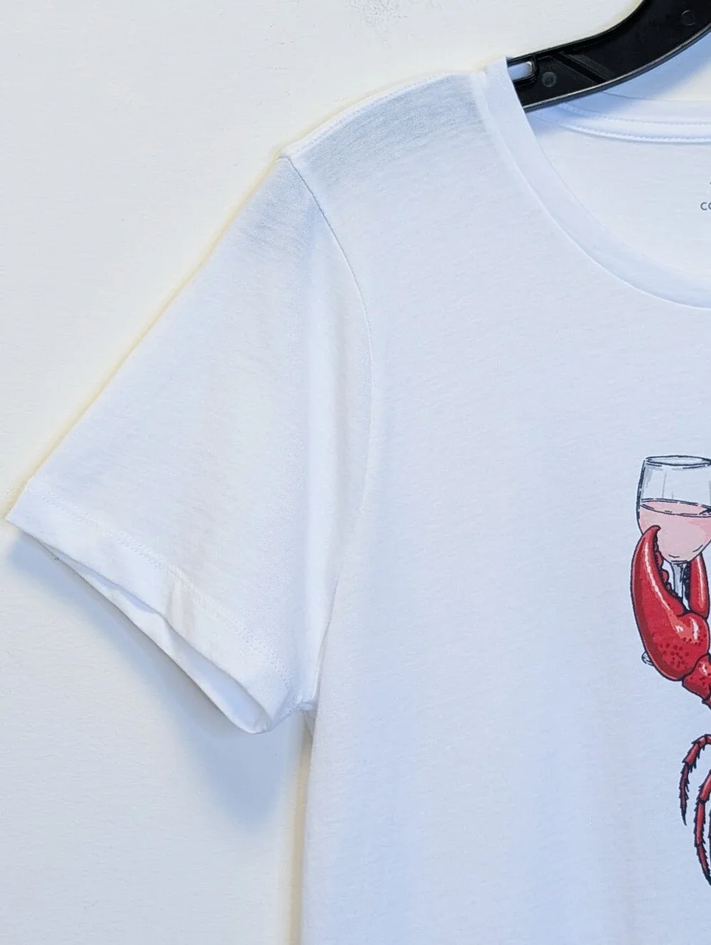NWT J.Crew Collector Tee Lobster Rosé Wine Graphic White M